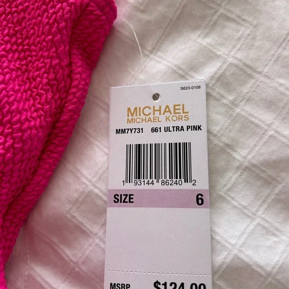 NWT Michael Kors Pink Textured Swimsuit - Picture 3 of 6